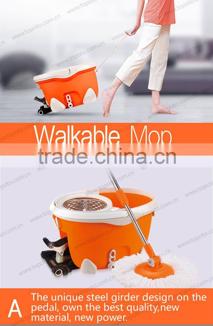 high quality spin mop bucket with soap bottle walkable mop