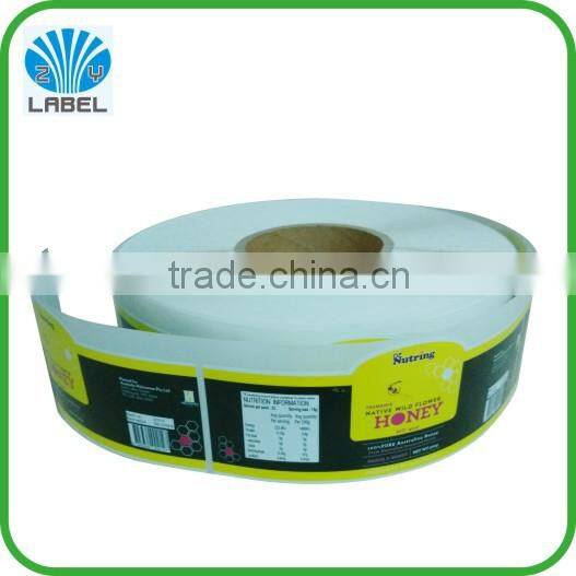 glossy laminated printing honey labels,custom printed adhesive bottle labels