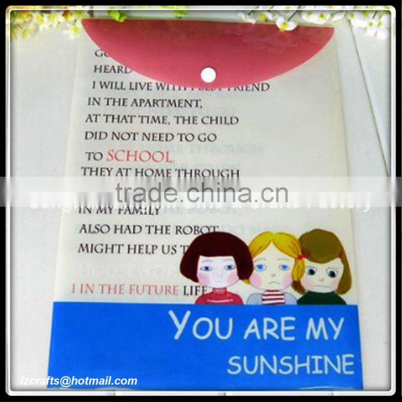 Factory sales a4 clear file folder document holder/A4 A5 plastic PP folding clip boards/pp file folder