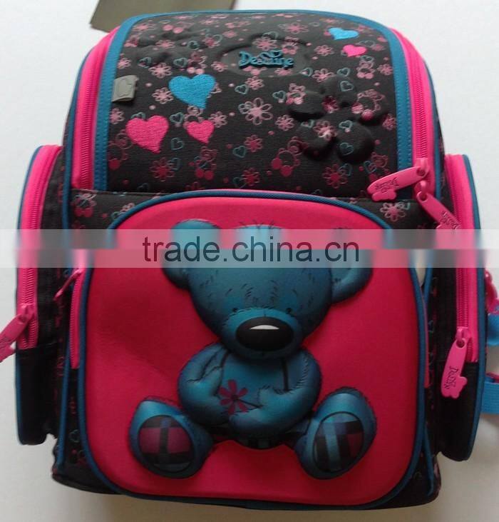 Top quality brand cartoon backpack girls 3D fashion school bag