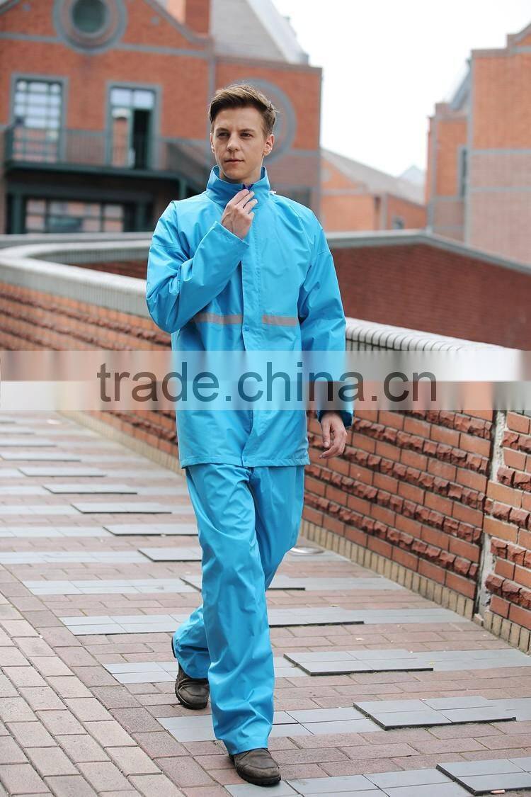 2016 Custom One Piece Rain Suits with reflective strip Reflective Safety Rain Coverall