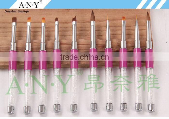 ANY Fashion Nail Art Pen Acrylic Handle Rhinestone Diamond Nail UV Gel Salon Flat Brush Nail Brushes Wholesale