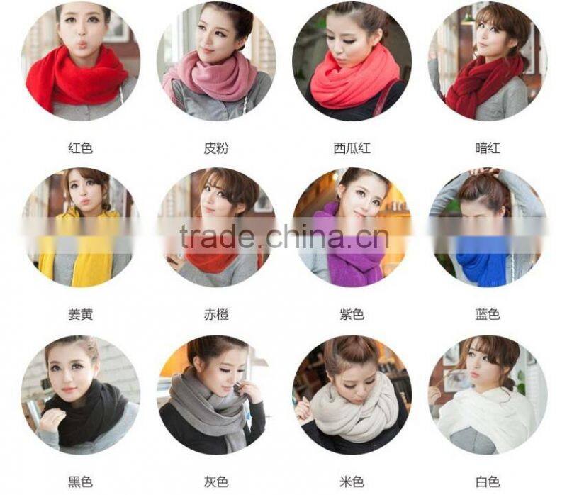 Hot!Women Autumn winter knitting wool scarf Solid Warm lady shawls 17colors