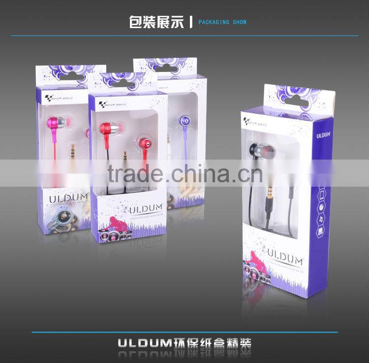 ULDUM brand stylish comfortable 3.5mm jack sport in ear earbuds with mic compatible with any mobile phone earhook earphone