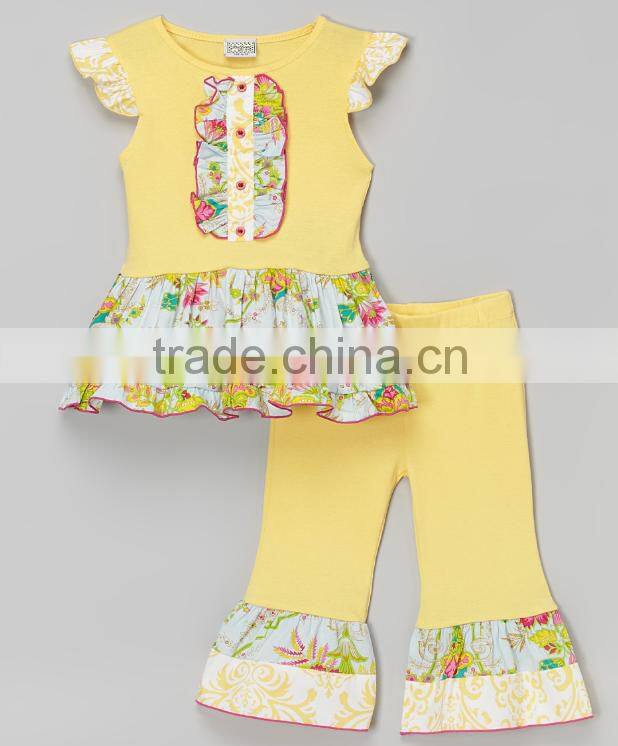 2016 New Arrival Toddler Outfits High Quality Baby Girls Ruffle Outfit Fashion Childrens Boutique Clothing