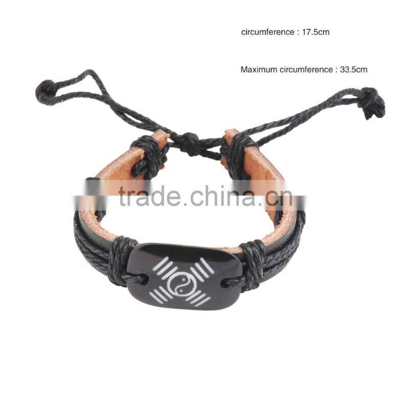 Genuine Leather Bracelet with Simple Universe Diagram Painted Leather Accessory.