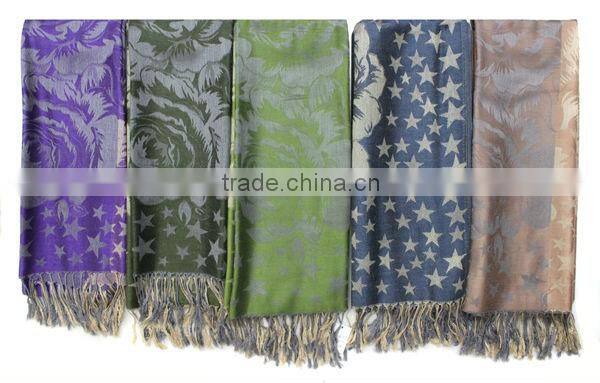 fashion lady flower star jaquard shawl pashmina