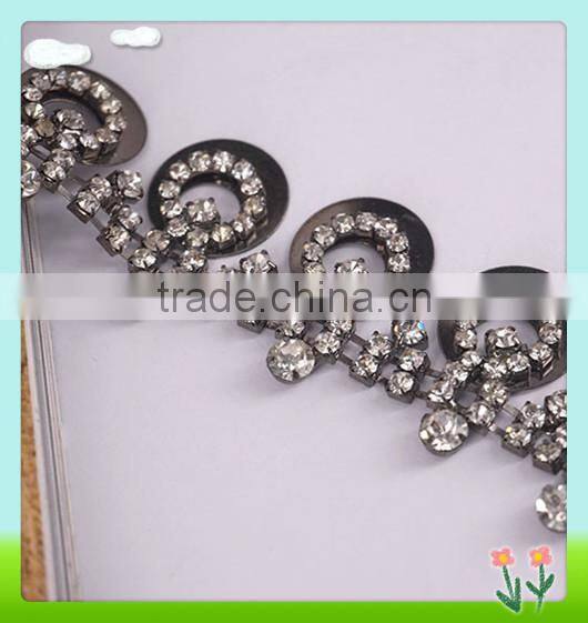 2016 Cheerfeel bling black plated rhinestone chain for decoration