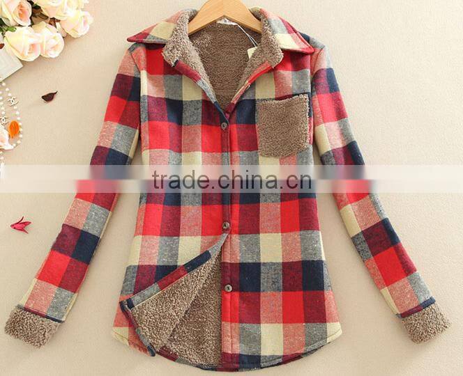 woman' s shirt warm fleece lambswool shirt printed long sleeve t shirt