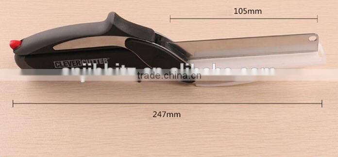 factory wholesales Stainless Steel Clever Cutter 2-in-1 Knife;Chopping Knife Cutting Board Clever Cutter Kitchen Scissor