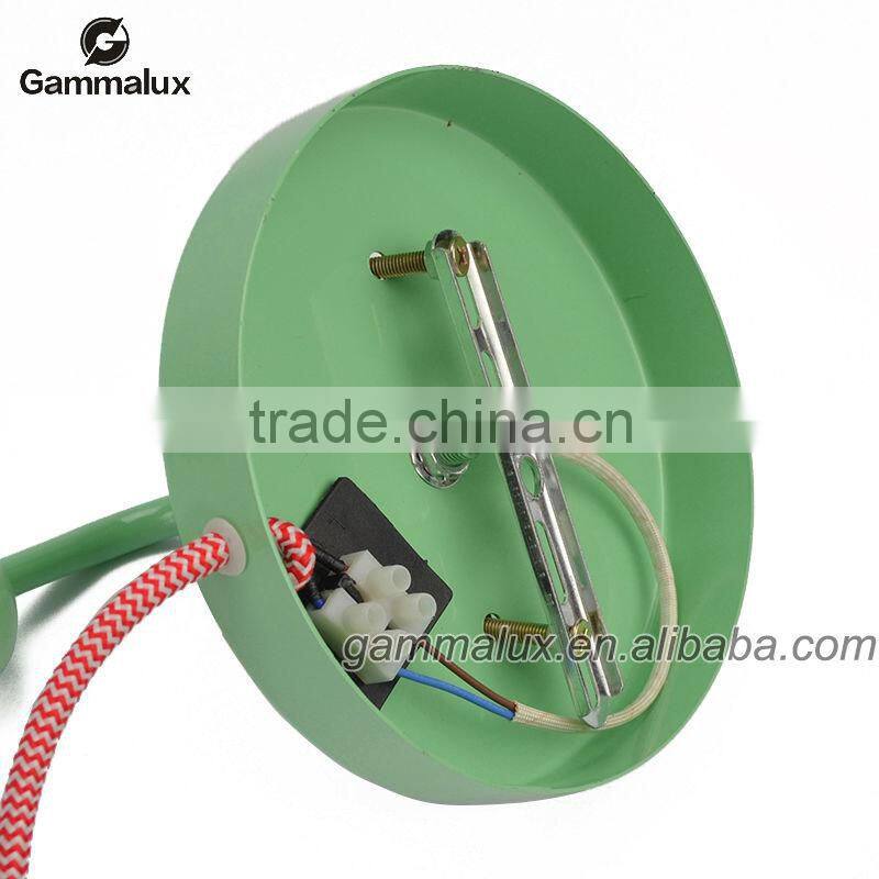 New Design Wall Lamp, Green Wall Light with Braided Wire Power Cord