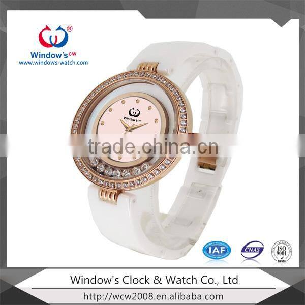 Old style wholesale women diamond fashion ceramics watch
