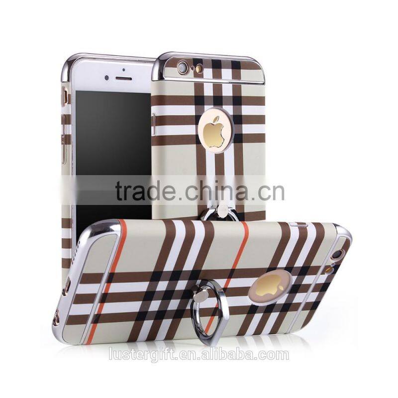 2016 With ring kickstand Luxury 3 in 1 Hard PC Marbling Phone Case Cover For iPhone 5S SE 6 6S Marble Checked Pattern Phone Case