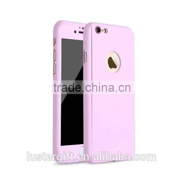 360 degree whole protective phone case with tempered glass screen protector for iPhone