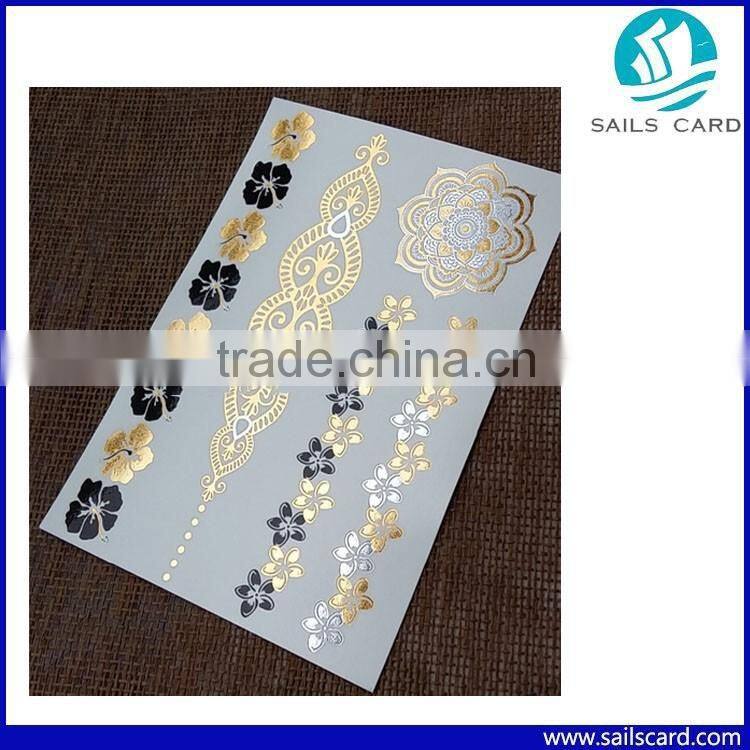 Fashionable design Gold Metallic tattoo sticker for body art