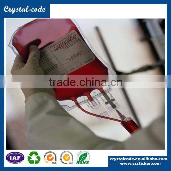 UV coating soft plastic semi gloss paper test tubes label for blood tubes