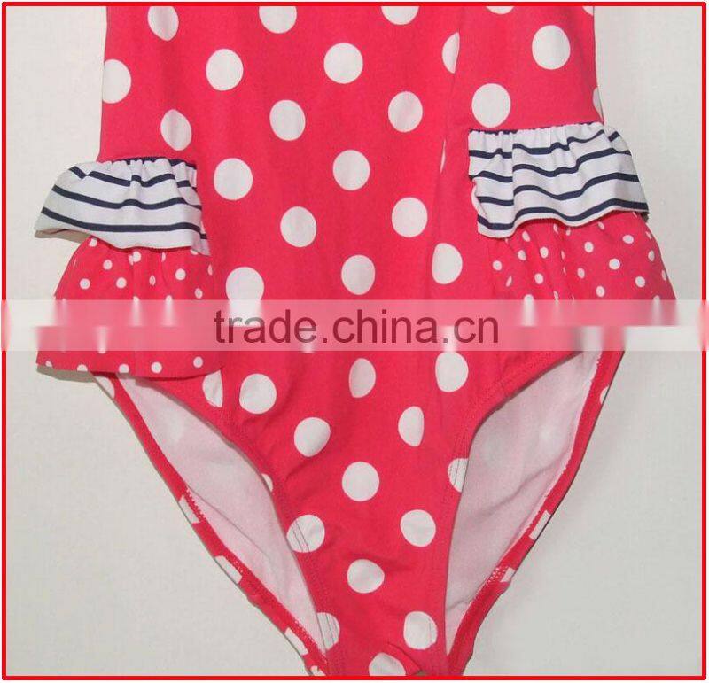 Domi Red Dot Print Cute One Piece Girls Sexy Swimming Wear/Slopeing Shoulder Child Sexy Swimsuit Open Hot Sexi Images For Girls