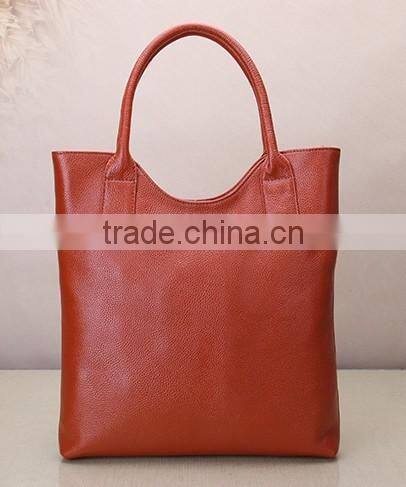 Genuine leather Sample zip closure handbag top handle tote bag