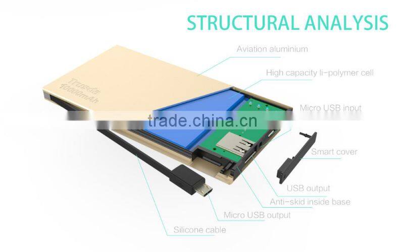 metal case dual output ultra thin 10000mah power bank for pokemon go