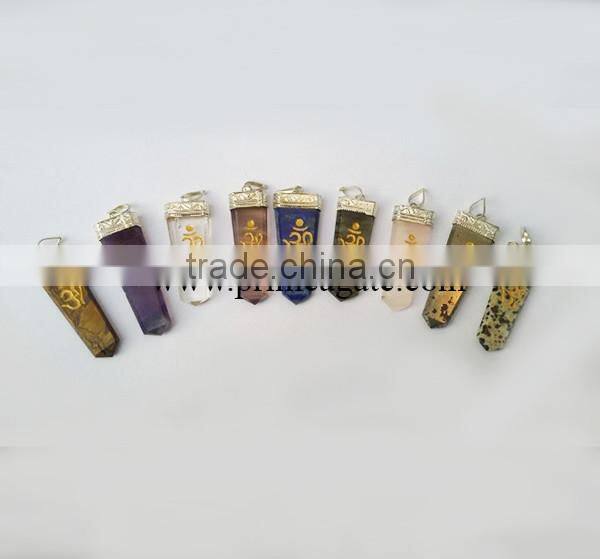 Mix Assorted OM Engraved Pendants | India Gemstone Pendants