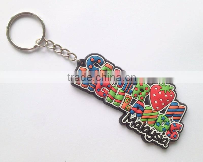 Soft PVC Keychain Letter Funny Colorful Printing Metal Key ring Manufacture