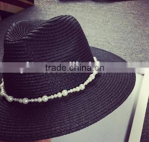 2016 wholesale new arrived black girls beach hats special original design ladies fashion straw hat