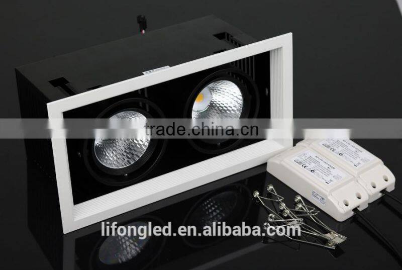 Dual head 2x9w square COB LED Ceiling light 18w LED Grille downlight