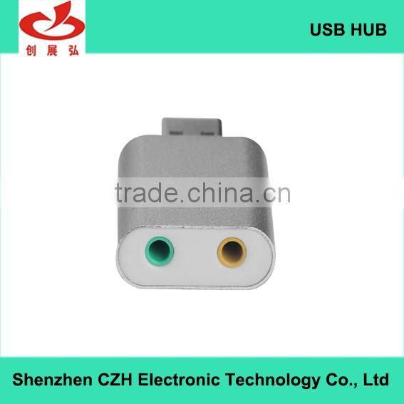 Hot selling 7.1 channel usb sound card speaker, mic earphone audio external greeting sound card