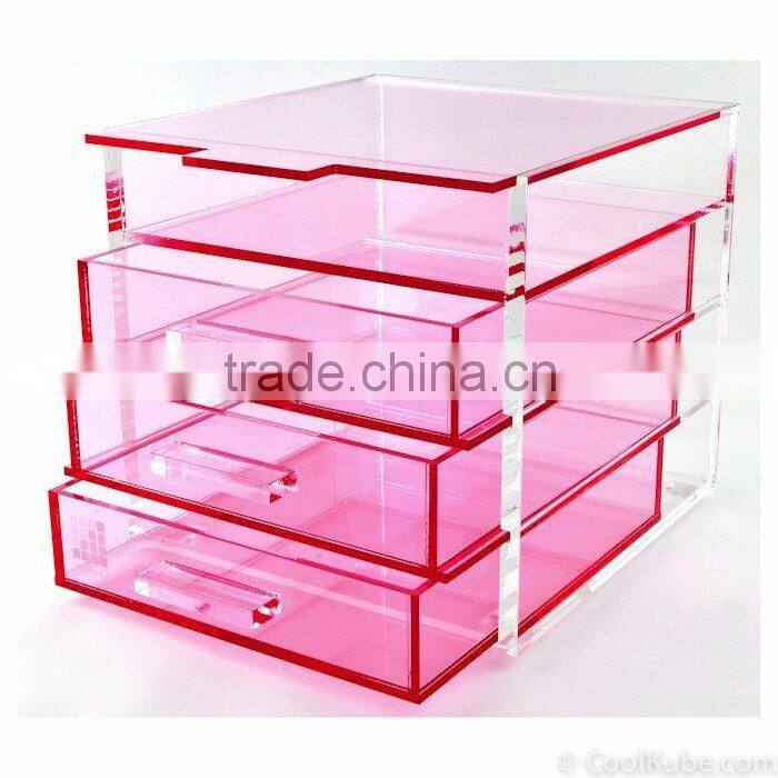 High grade plexi cosmetic organizer acrylic makeup organizer with drawers