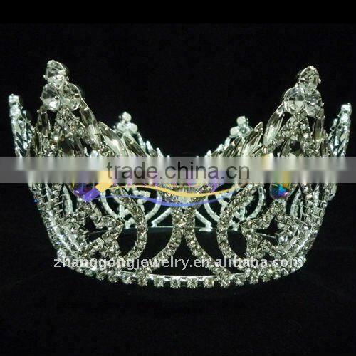 star dully round rhinestone wedding crown