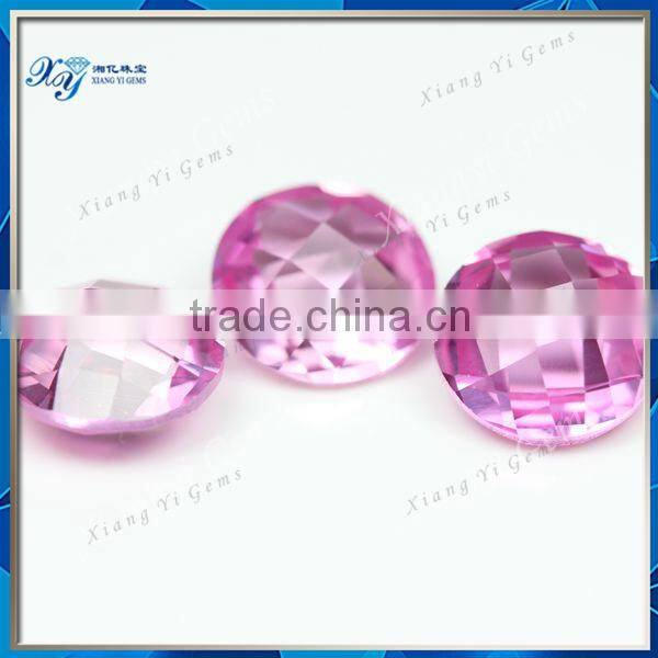 Wuzhou factory 8mm grade AAA round shape popular ruby machine cut double faceted 2# pink ruby natural corundum price