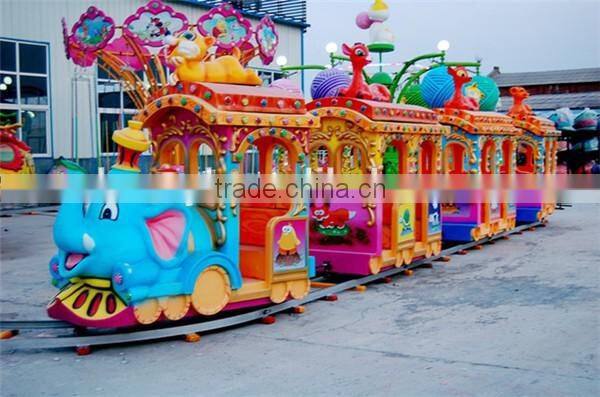 Electric train for kids used amusement park rides elephant track train for sale