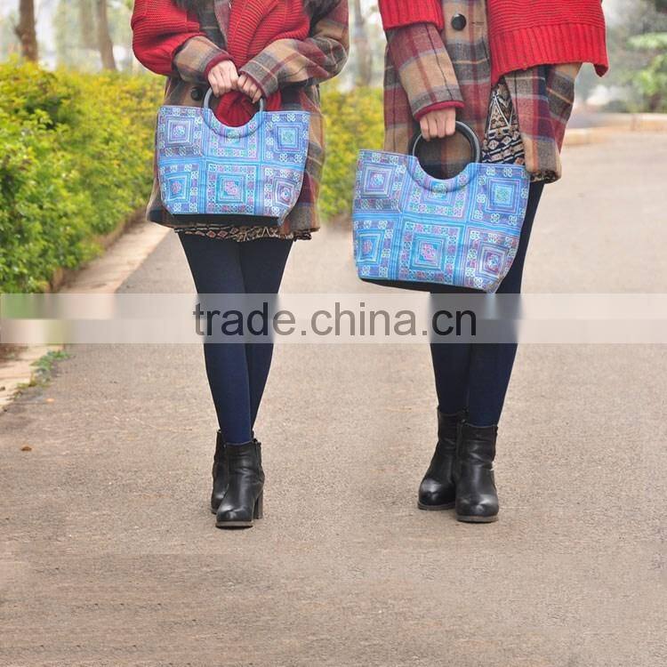 2016 wax fabric lady handbags , tote shouder bags handbag for women