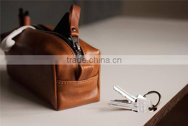 2016 hot selling brown leather fancy pen holder with zipper