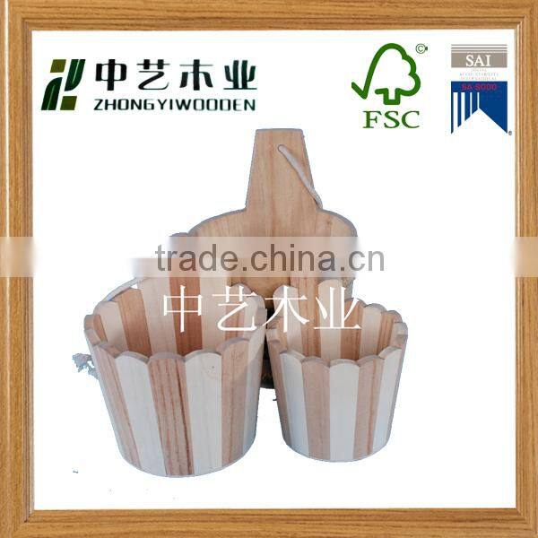 FSC&SA8000 approved unfinished pine wood wooden snack bucket for children