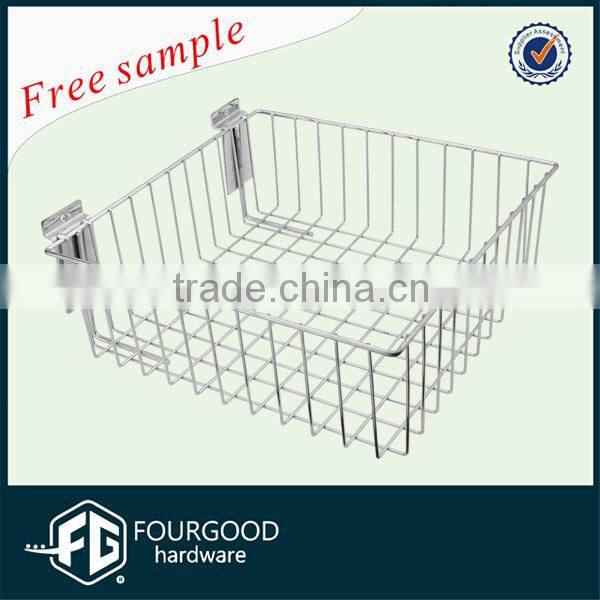 Metallic iron chromium wall mounting supermarket wire basket