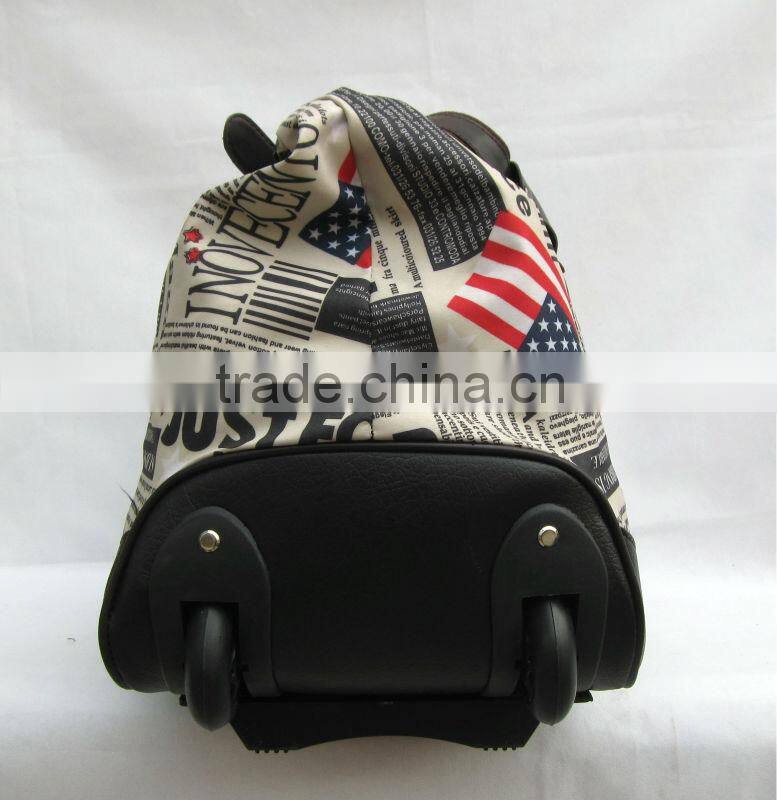 Fashion Flag Printing Jacquard Fancy luggage Bag Lowest Price and High Quality Travel Trolley Bag