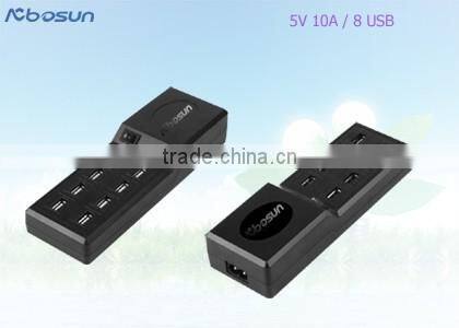New, Hot, Multifunctional Type C, QC2.0, IQ chip 5 Port USB Charger, 5V 10A CE, UL, FCC approved