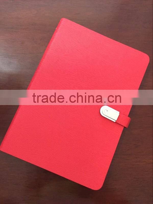 2017 PU leather Planner notebook with power bank