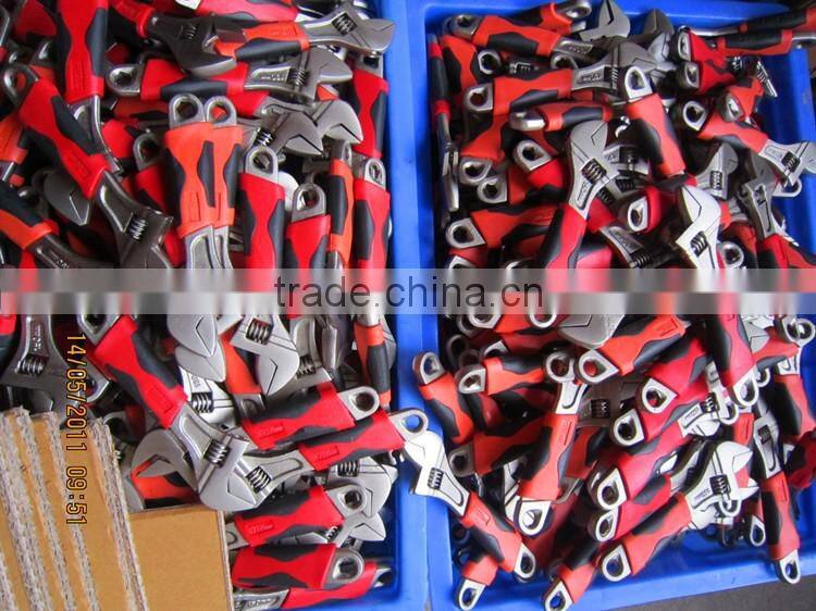 CHROME PLATED ADJUSTABLE WRENCH WITH RUBBER HANDLE
