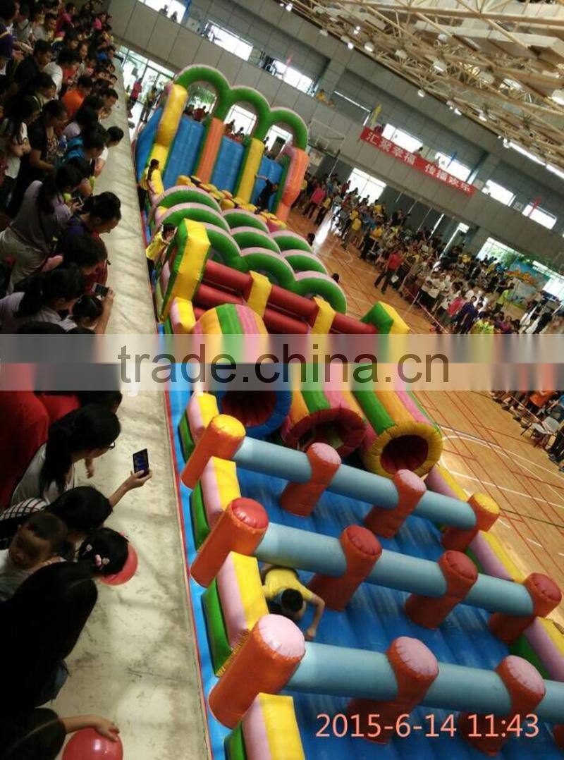 cheap children Obstacle course ocean themed inflatable assault obstacle tunnel course