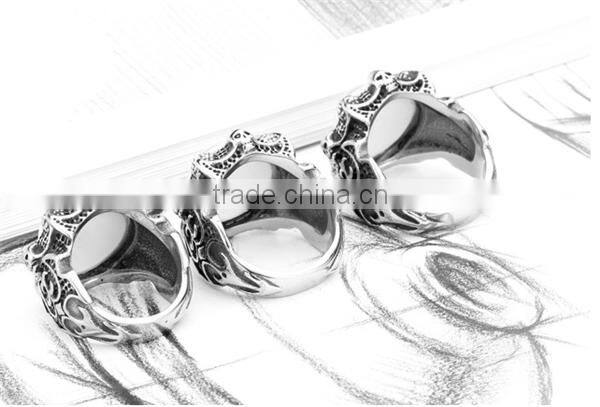 Custom design punk blue red 316L evil eyes ring