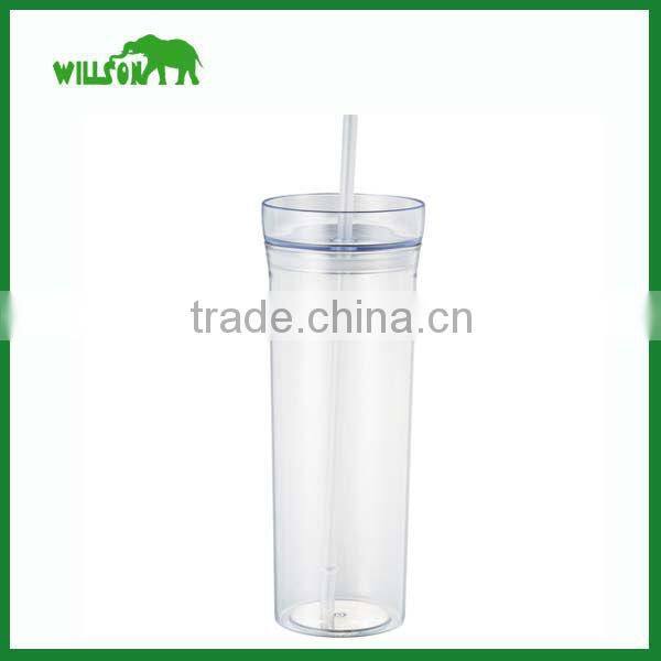 2016 Custom Items Double Wall Coke Cup Plastic Coffee Advertising Mug with Straw & Cap used on Beach