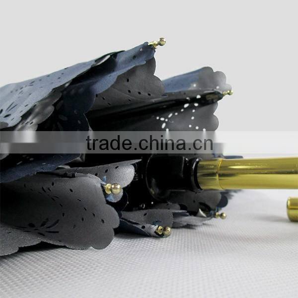 high quality J-hook customer LOGO 3 folding umbrella