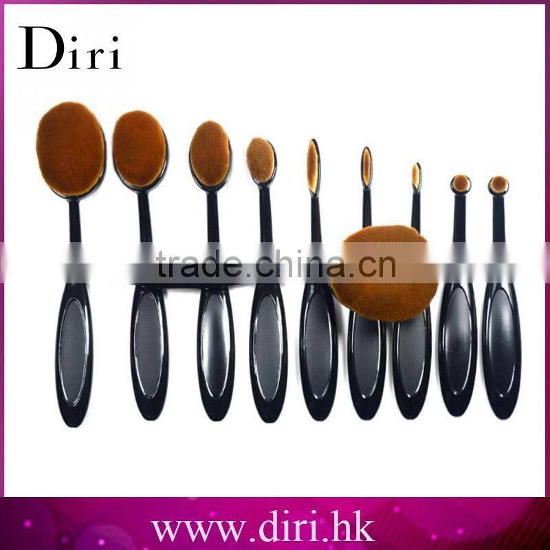 2017 custom logo makeup brushes rose gold painting oval brush set tooth makeup brush set 10pcs