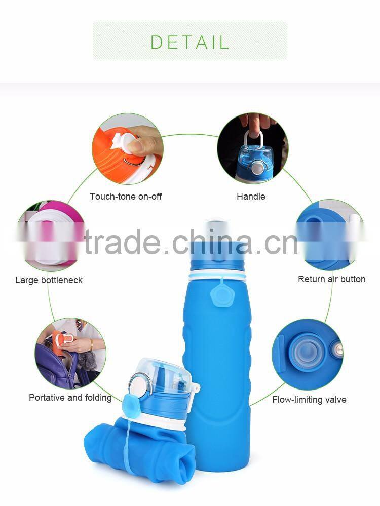 Silicone Foldable Water Bottle 550ml Outdoor Running Hiking
