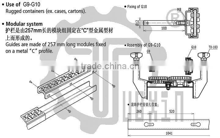 G10 Straight Run Roller Side Guide for Conveyor System
