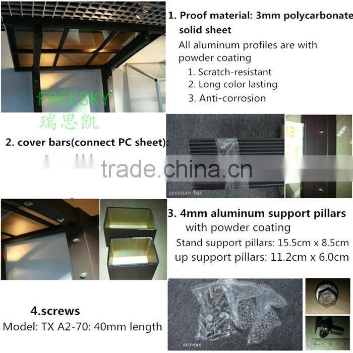 Easy installation garden sun shade aluminum single slope carport