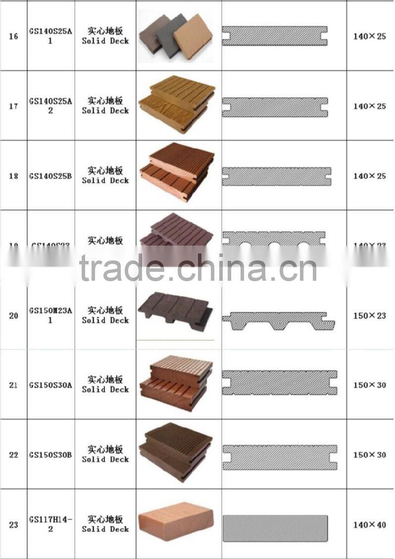 Solid Wood plastic composite HDPE wpc flooring durable outdoor anti-slip wpc decking