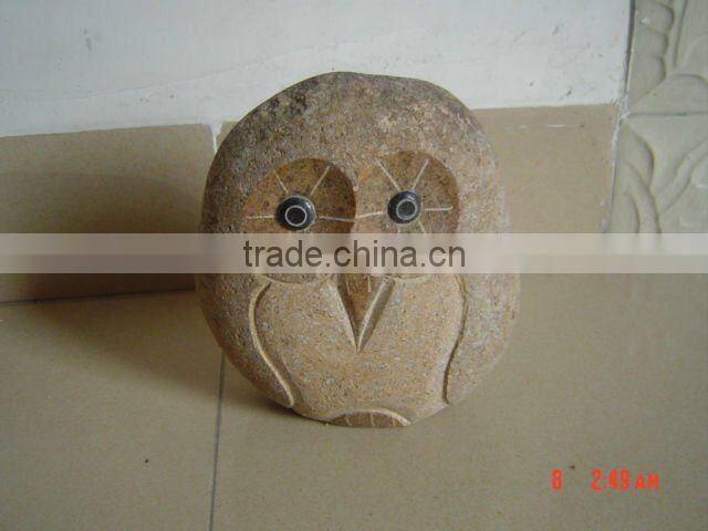 Garden and indoor decor handmade river stone owl sculptures